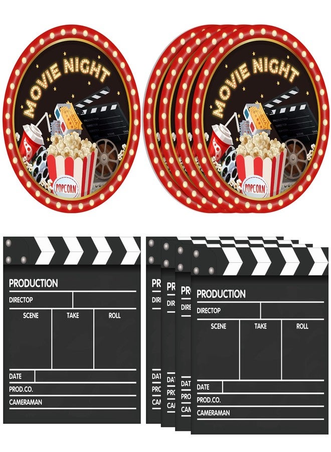 DURYGEN 40PCS Movie Night Party Supplies Movie Theme Birthday Party Plates and Napkins Set Movie Night Disposable Dinnerwares Favors for Movie Theme Party Decorations - Image 1